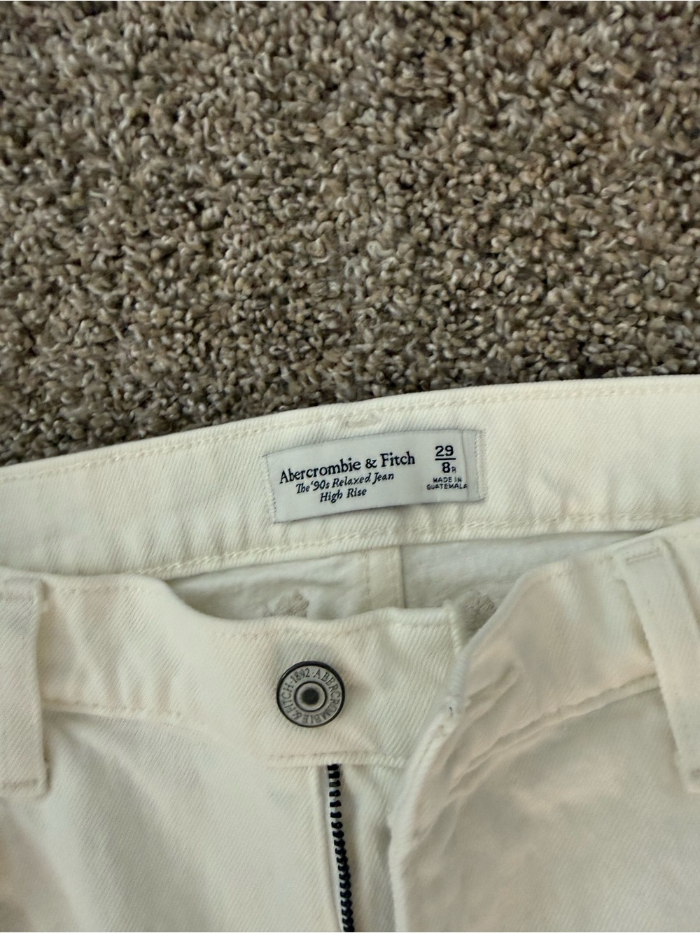 Abercrombie & Fitch Cream High-Rise Jeans - Picture 2 of 2
